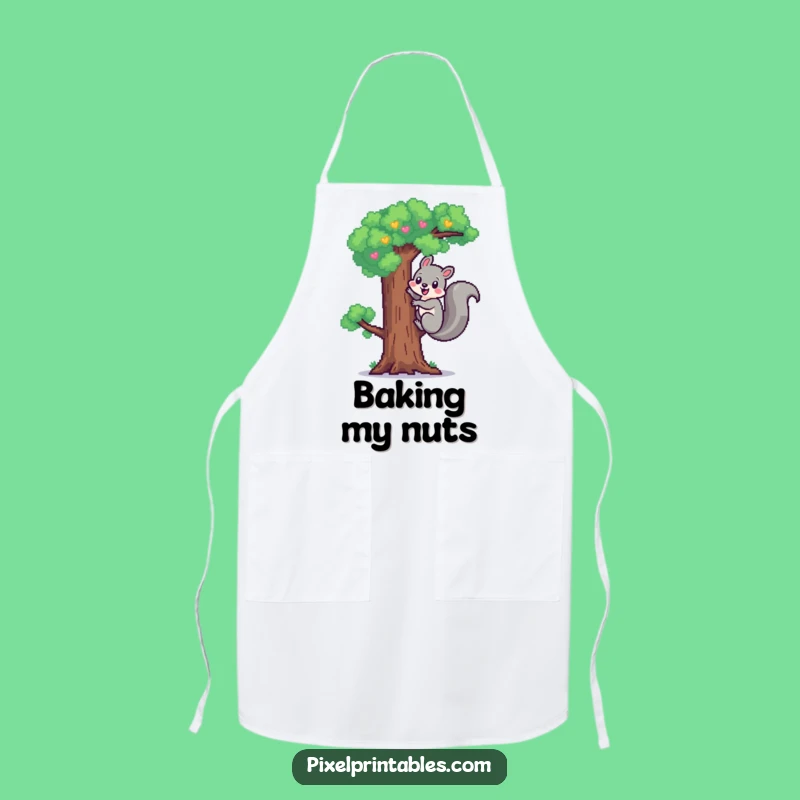 Funny Pixel Squirrel Apron: Kitchen Cheerful Climb, Chef's Nature Gear