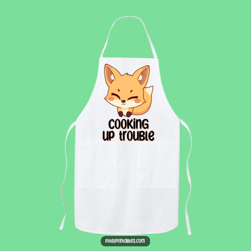 Funny Pixel Fox Apron: Mischievous Kitchen Helper, Perfect Humorous Gift