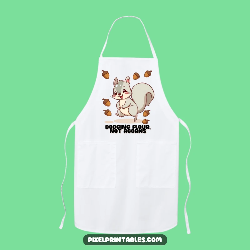 Funny Squirrel Pixel Acorn Dodge Apron - Cook with Gamer Flair!