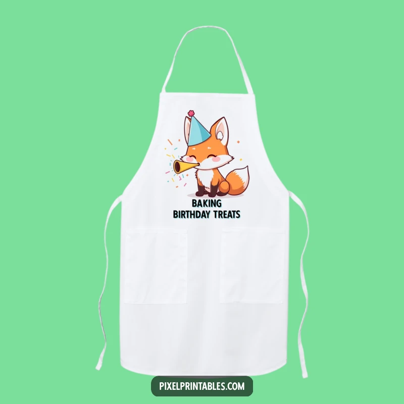 Funny Fox Party Hat Confetti Apron, Kitchen Fun Funny Gift