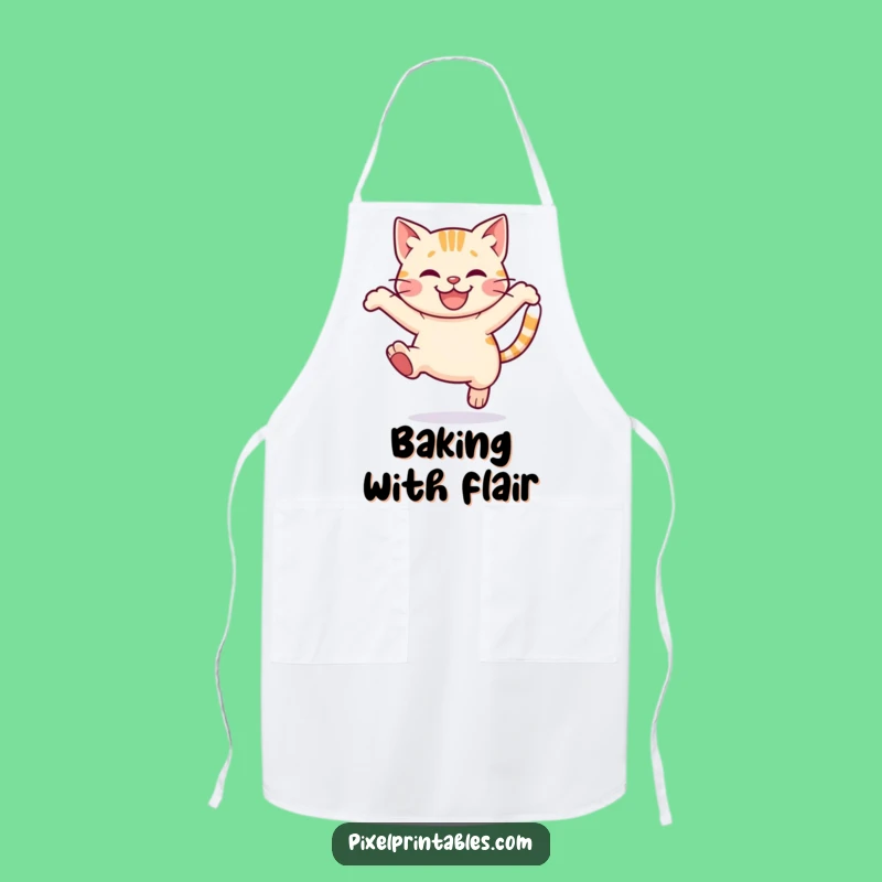 Funny Pixel Cat Apron: Kitchen Playful Leap, Chef's Cute Accessory