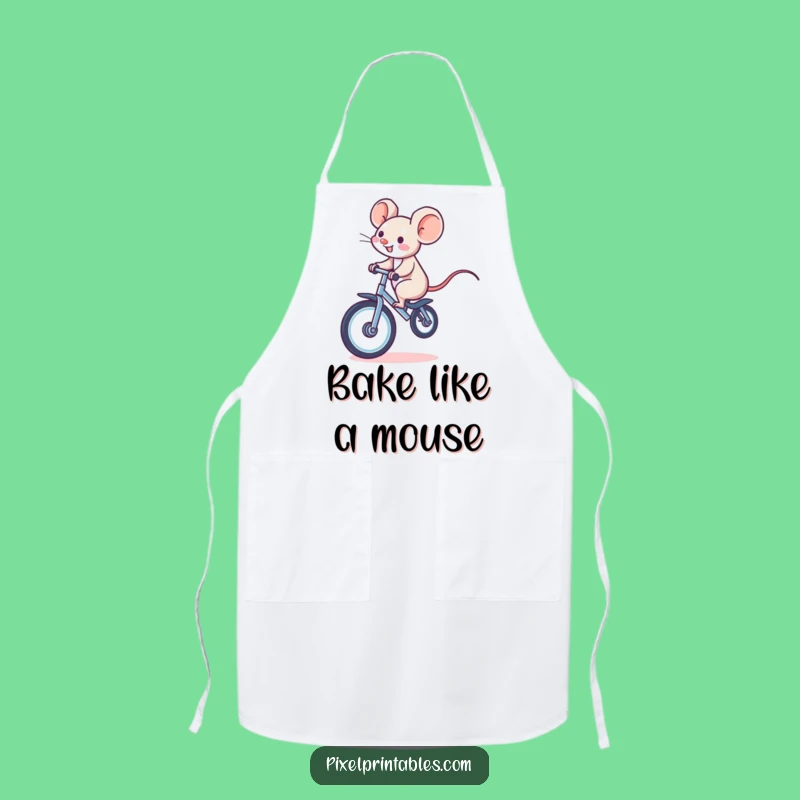 Funny Pixel Mouse Unicycle Apron: Whimsical Chef Style, Excellent Funny Gift