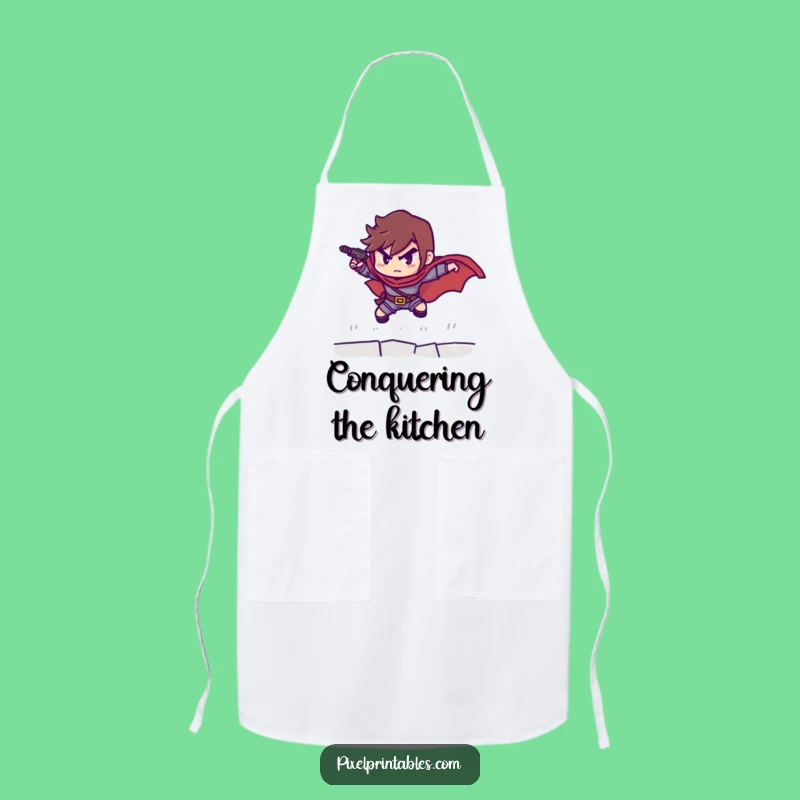 Funny Pixelated Hero Apron: Kitchen Leaper Cooking Gear