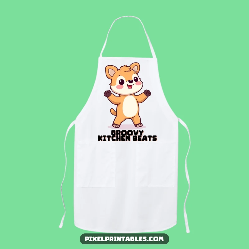 Funny Pixel Animal Apron: Cook with moves in this dancing pixel apron!