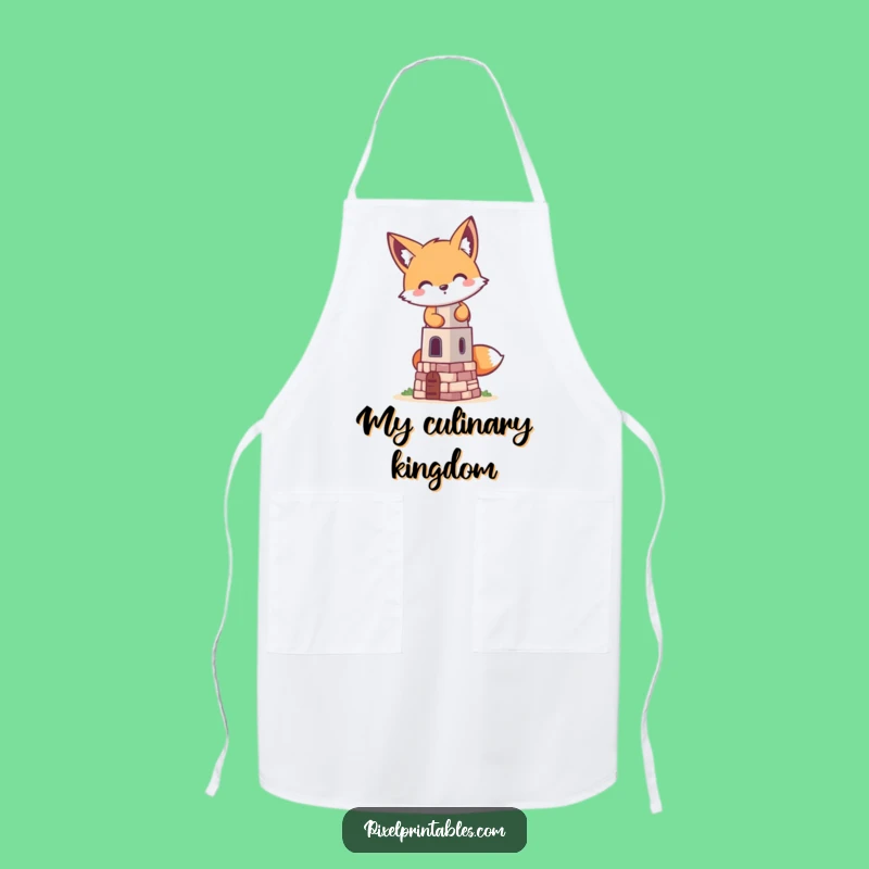 Funny Pixel Fox Apron - Build Laughter in the Kitchen with Mischievous Pixel Art Gift