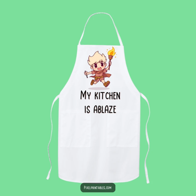 Funny Determination Torch Runner Apron: Cook with Courage and Humor