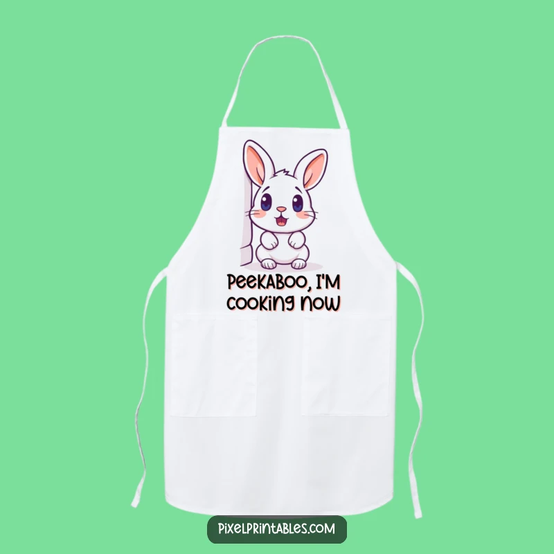 Funny Pixelated Rabbit Apron: Cooking Adventures with a Surprised Pixel Gamer