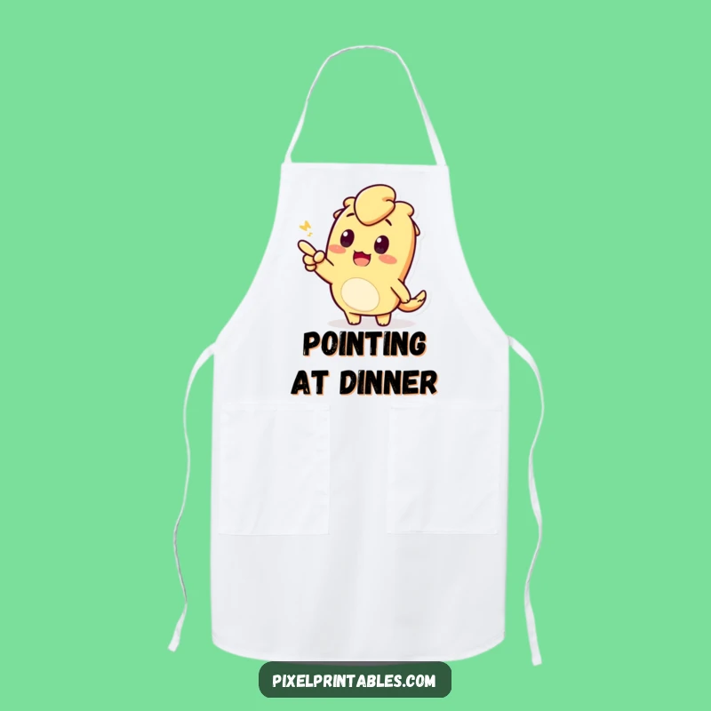 Funny Pixel Pointing Apron: Curious Character Kitchen Wear for Enthusiastic Cooks
