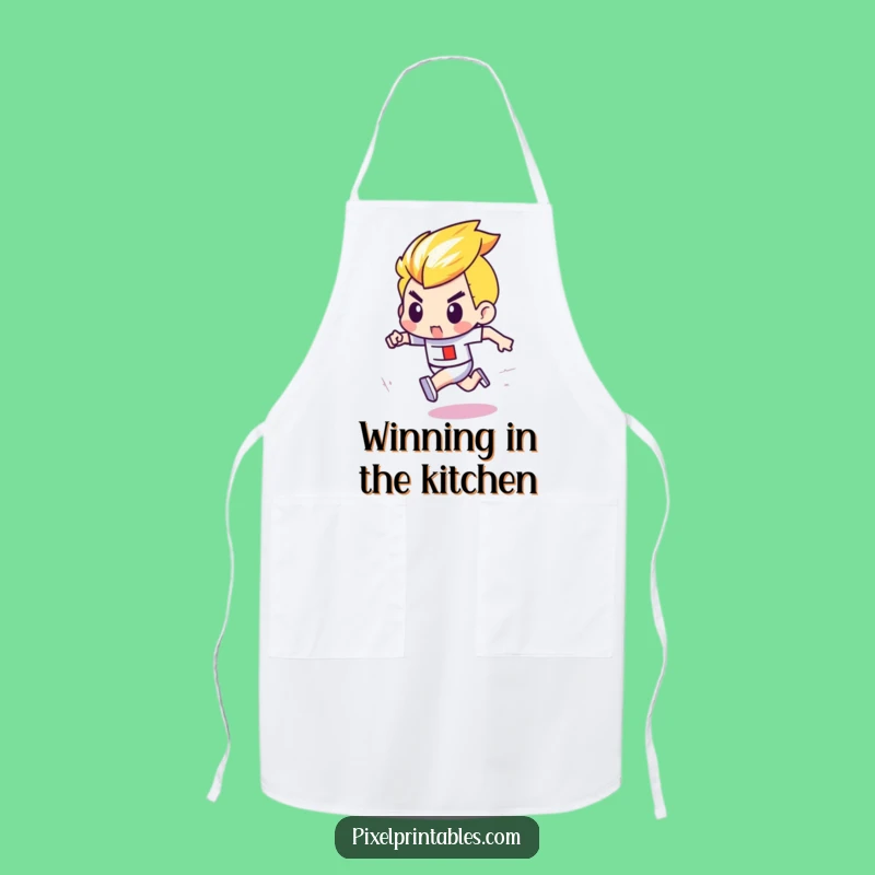 Funny Pixel Race Apron: Determined Chef's Retro Speed Cooking Gift