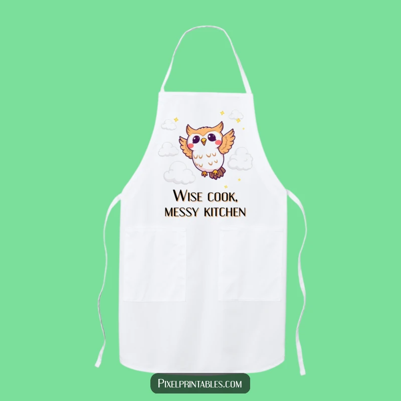 Funny Pixel Owl Apron: Kitchen Flight for a Fun Funny Gift