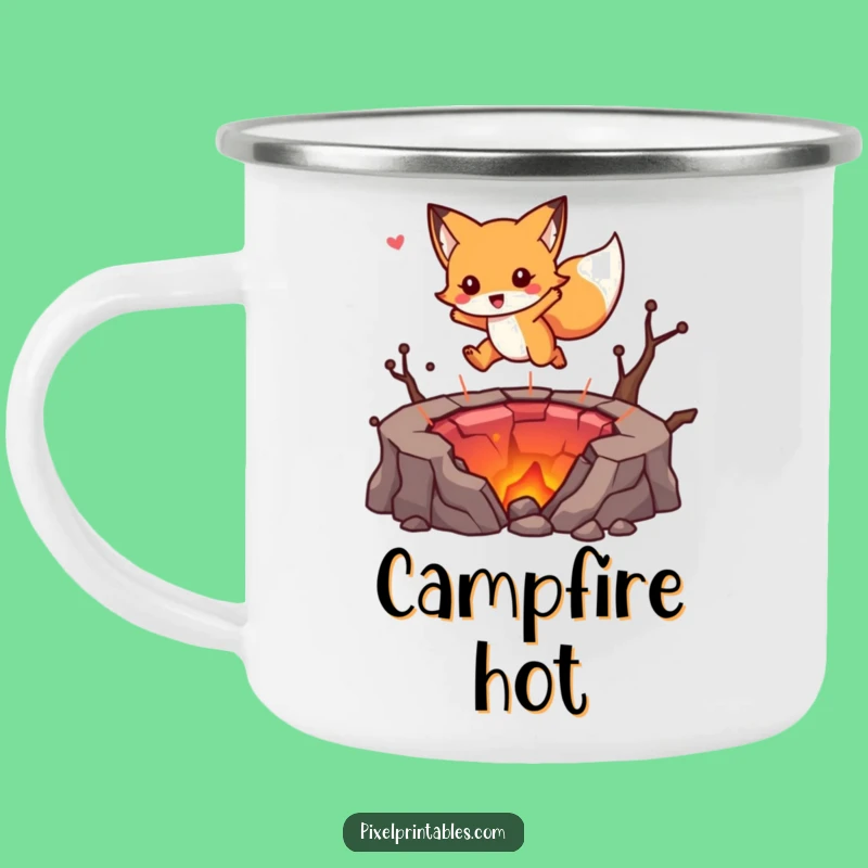 Adventure Funny Fox Lava Jump Camping Mug: Fuel Your Quests, Fun Funny Gift