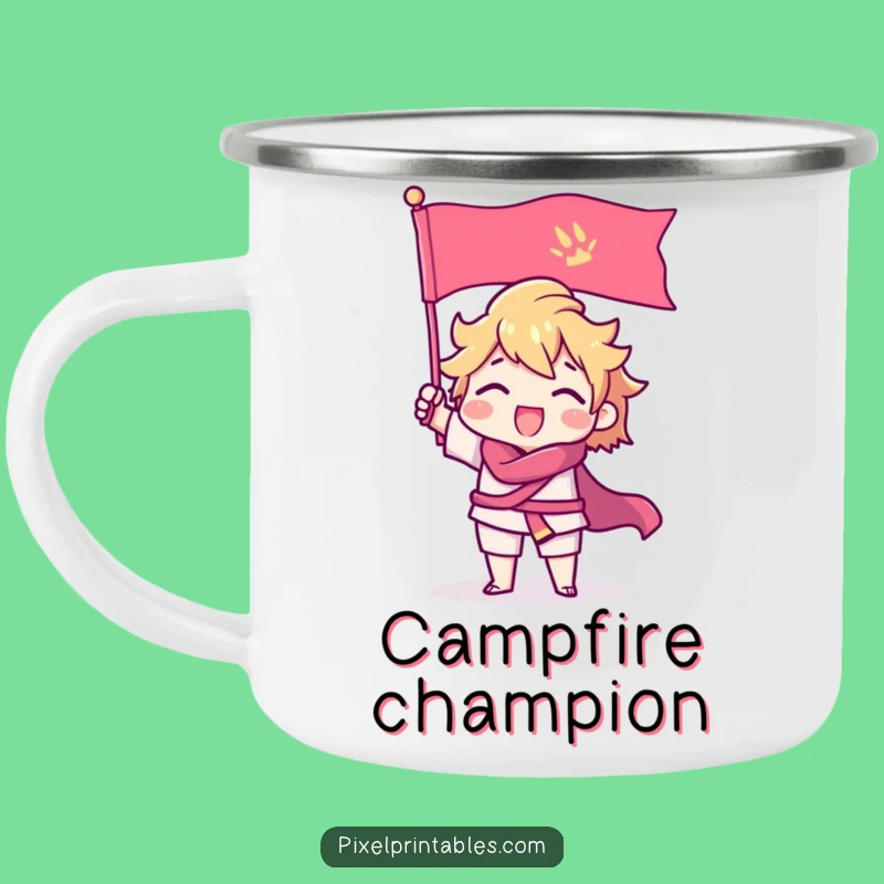 Funny Pixel Camper Mug: Triumphant Gamer Character Adventure Cup, Great Gift
