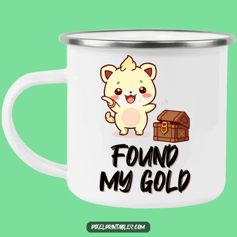 Funny Pixel Treasure Camping Mug - Durable Creature Drinkware, Perfect Outdoor Gift!