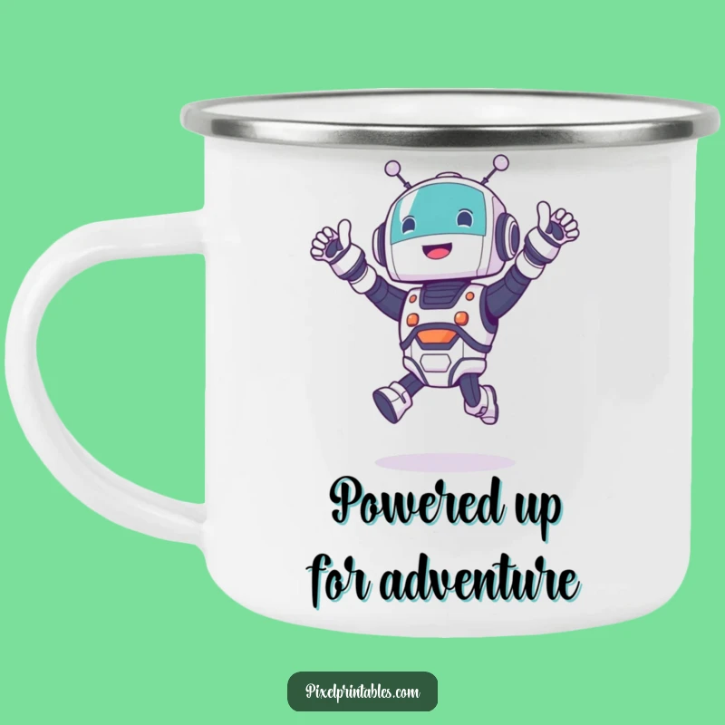 Funny Robot Jumping Camping Mug: Energize Your Outdoor Adventures