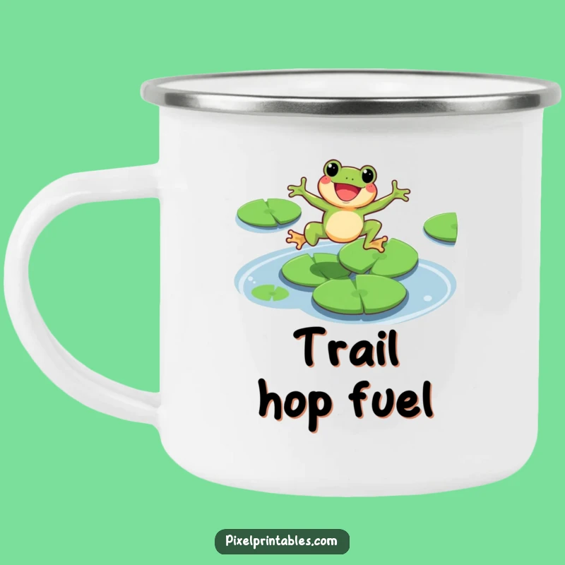 Funny Pixel Frog Camping Mug: Retro Leaping Character Outdoor Gear, Great Funny Gift