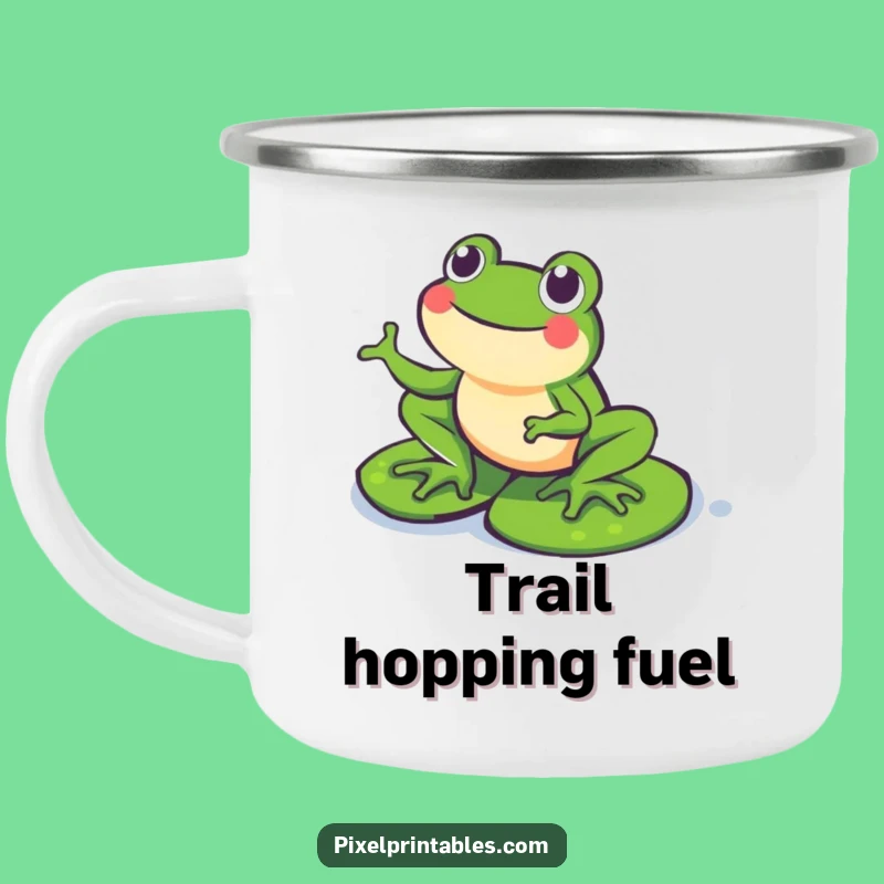 Funny Pixel Frog Camping Mug: Retro Adventure Essential