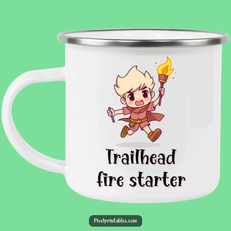 Funny Determination Torch Runner Camping Mug: Adventure Fuelled by Humor