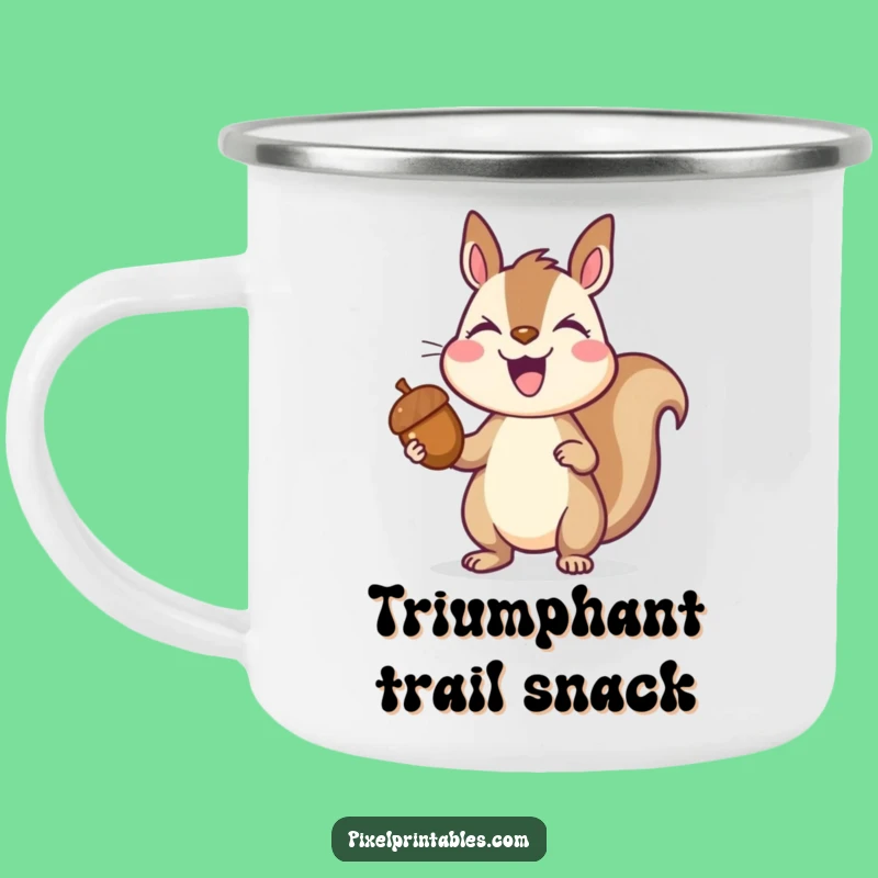 Funny Pixelated Squirrel Camping Mug: Trail Triumphs for Pixel Art Hikers