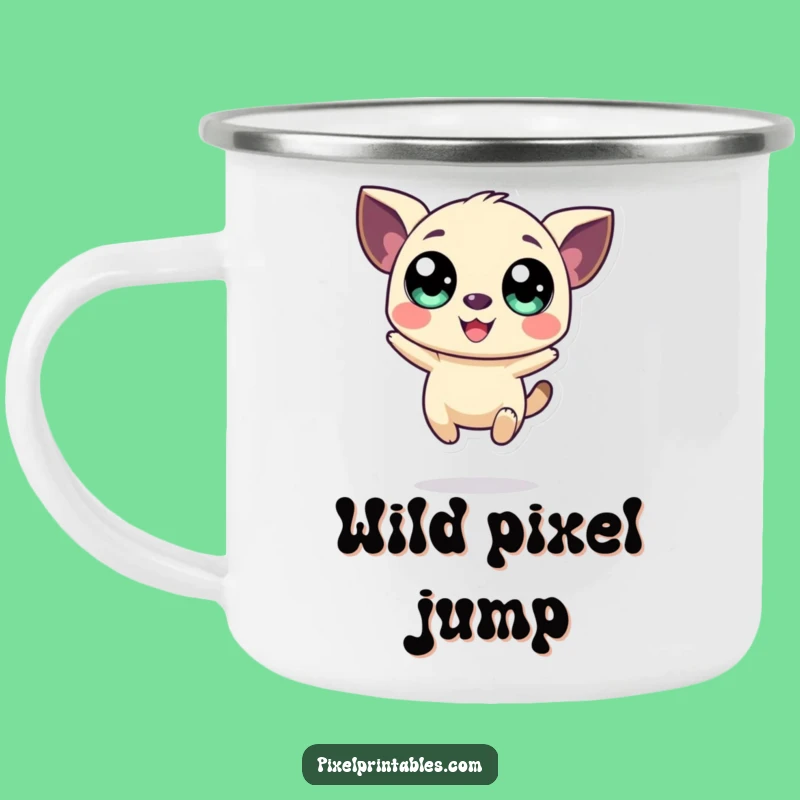 Funny Pixel Creature Camping Mug - Retro Adventure Fuel Gift!