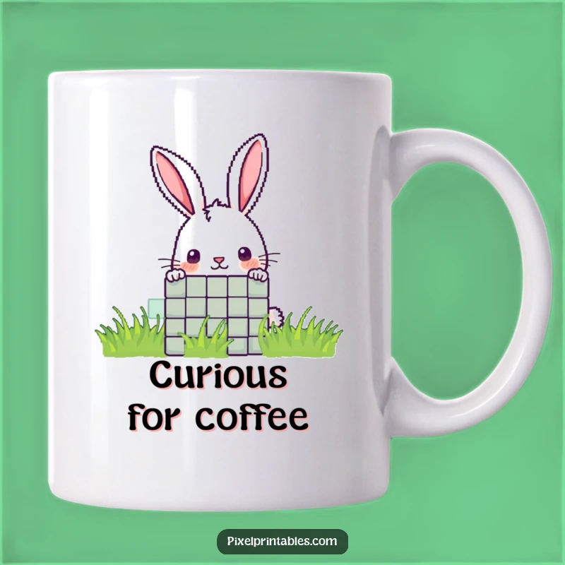 Funny Pixel Rabbit Mug: Curious Peek for a Quirky Funny Gift
