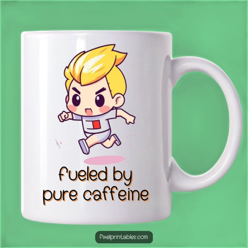 Funny Pixel Racer Mug: Determined Character in Retro Race Gift