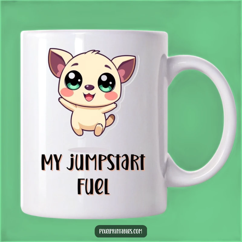 Funny Pixel Creature Mug - Joyful Jumps & Large Eyes Gift!