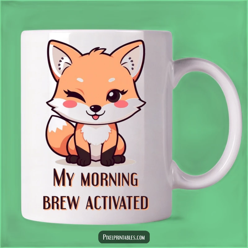 Funny Pixel Fox Mug: A Playful Winking Character Design, Perfect Funny Gift for Gamers