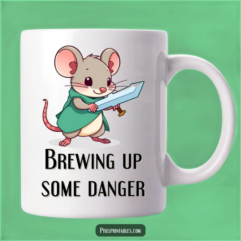 Funny Pixel Mouse Sword Mug - Curious Crafter Gift for Gamers