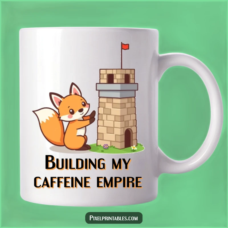 Funny Pixelated Fox Mug: Mischievous Builder Gift for Retro Gamer Coffee Lovers