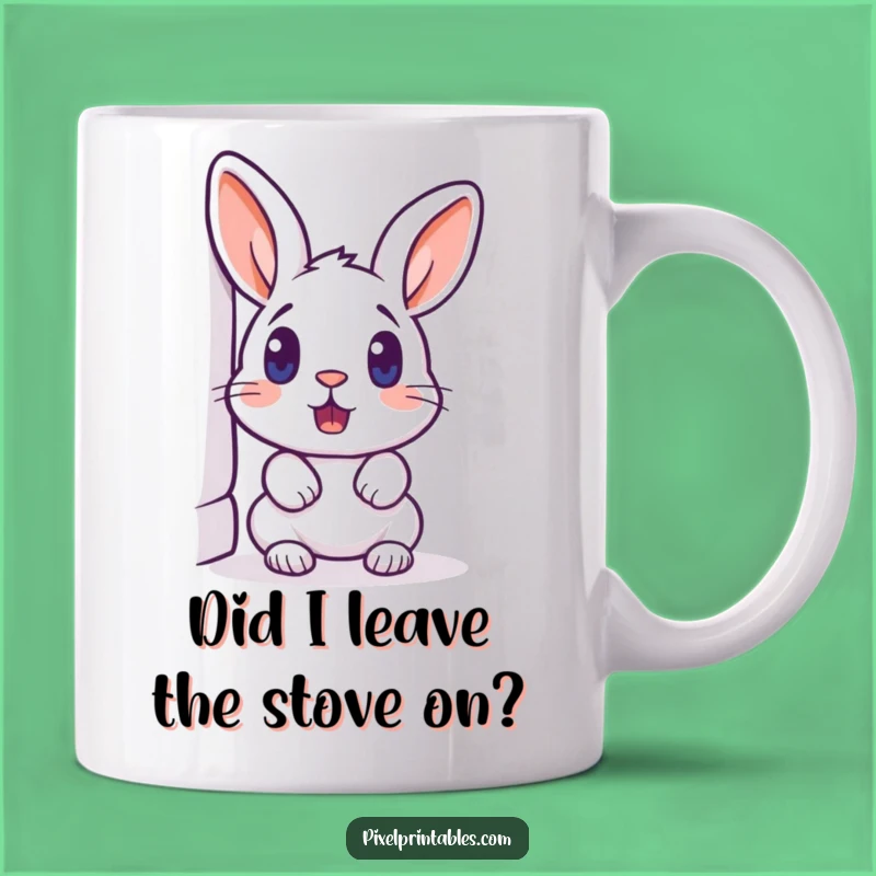 Funny Pixelated Rabbit Mug: Surprised Gamer Gift for Retro Pixel Art Lovers