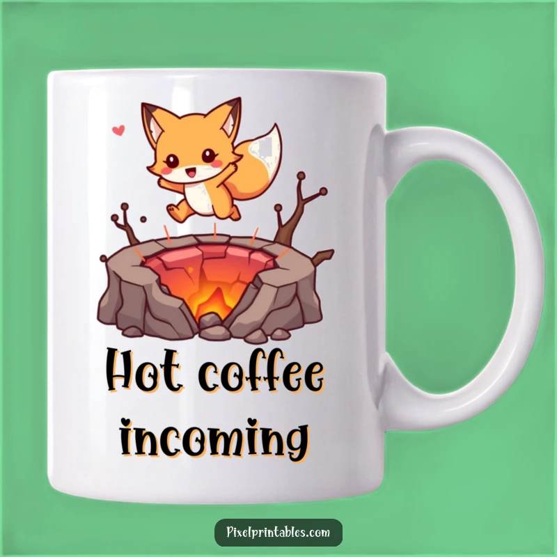Funny Fox Lava Jump Mug: Retro Gaming Fun, Perfect Funny Gift