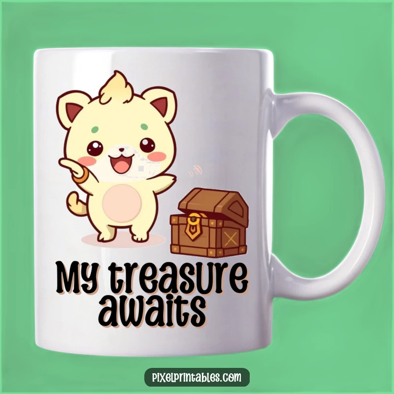 Funny Pixel Treasure Mug - Cute Creature Hunt, Perfect Funny Gift!