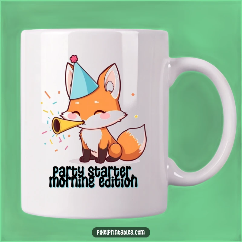 Funny Fox Party Hat Confetti Horn Mug, A Cheerful Funny Gift