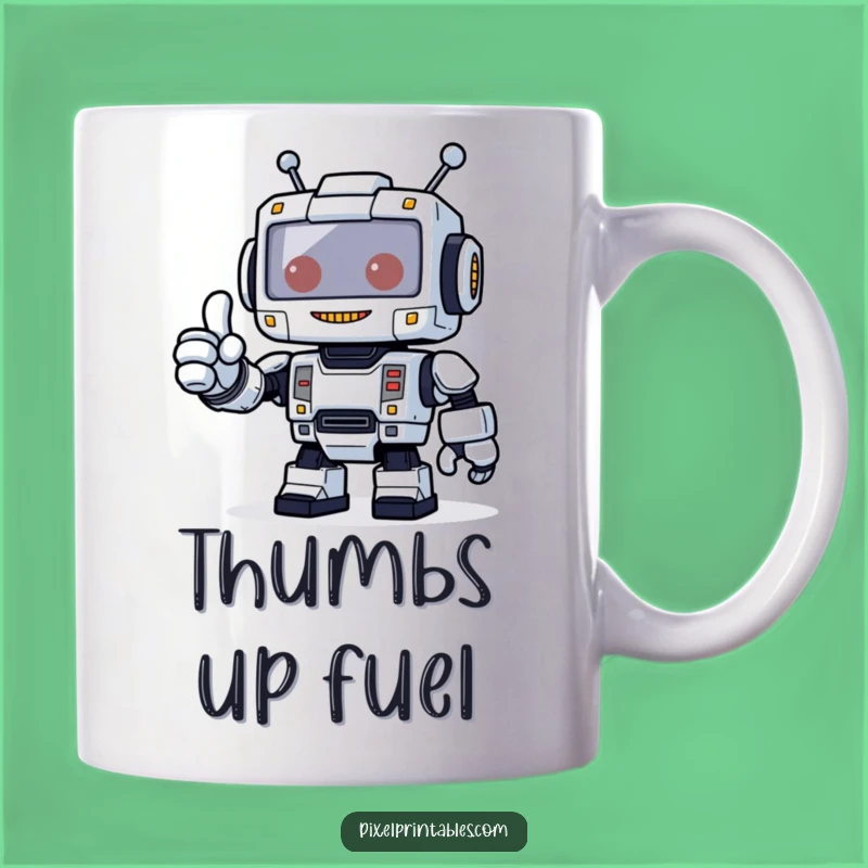 Funny Robot Thumbs Up Mug - Pixel Pal's Approval Gift!