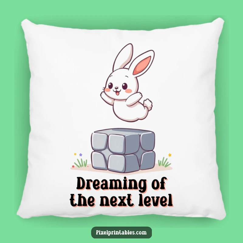 Cozy Funny Pixelated Bunny Jumping Pillow, Adorable Funny Gift