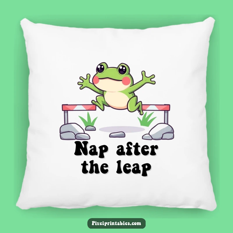 Cozy Funny Pixelated Frog Jump Pillow for Playful Comfort and Gaming Naps