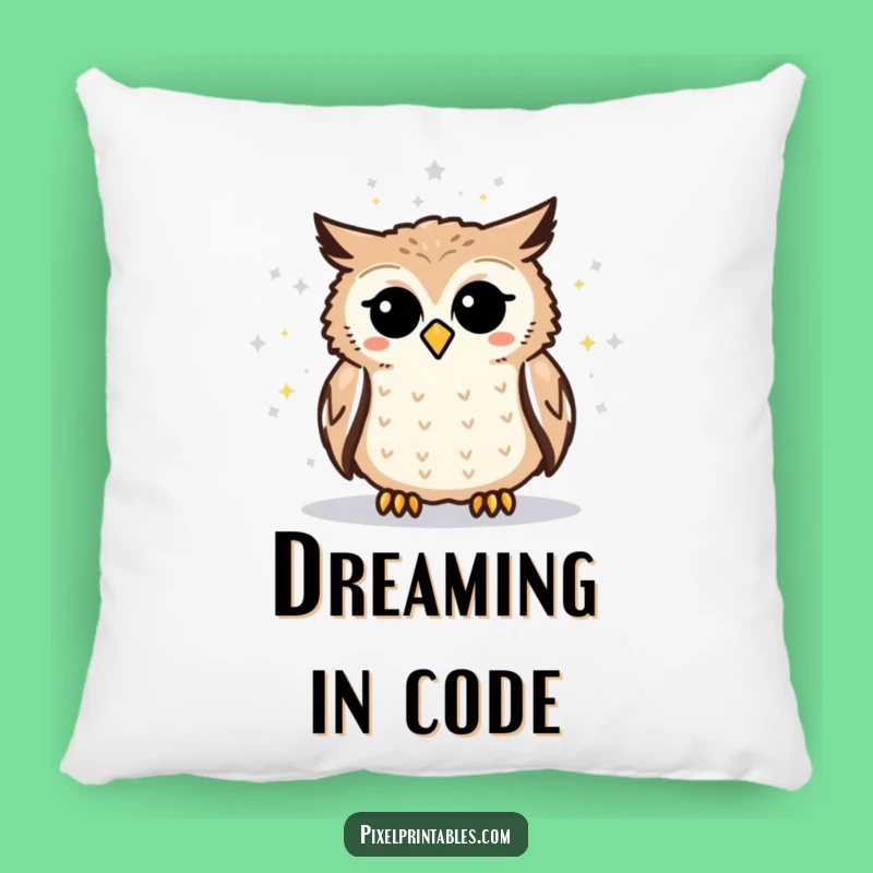 Cozy Funny Pixelated Owl Star Map Pillow for Galactic Comfort and Geeky Dreams