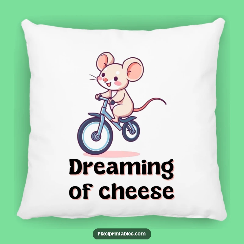 Funny Pixel Mouse Unicycle Pillow: Soft Whimsical Character, Wonderful Funny Gift