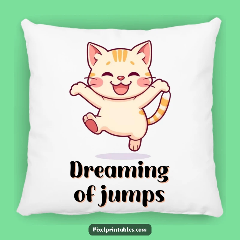 Funny Pixel Cat Pillow: Cozy Playful Leap, Cute Decor Accent