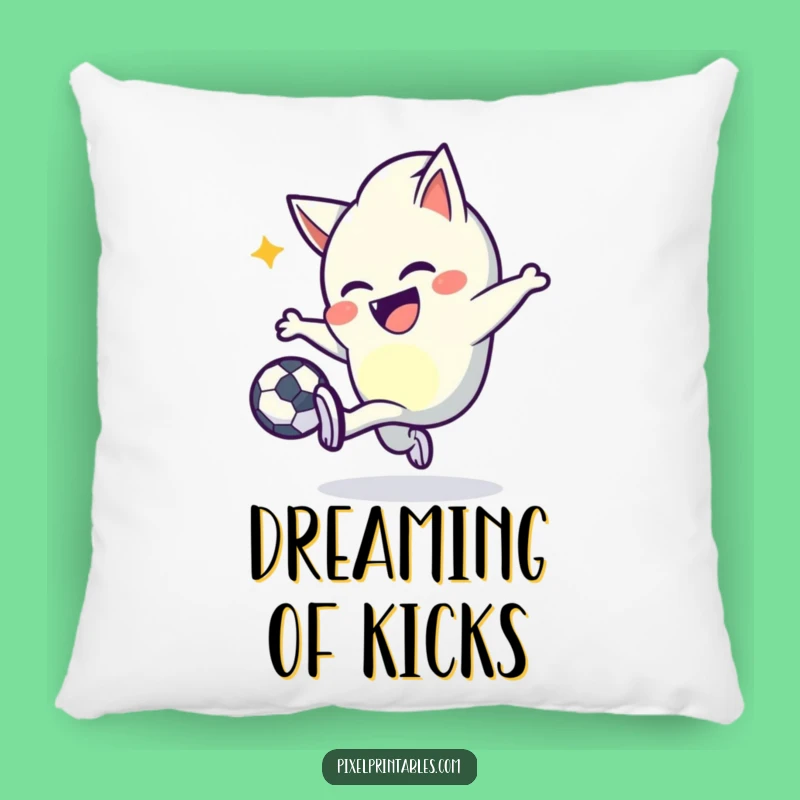 Funny Pixel Kicker Pillow: Mischievous Character's Pixel Ball Comfort