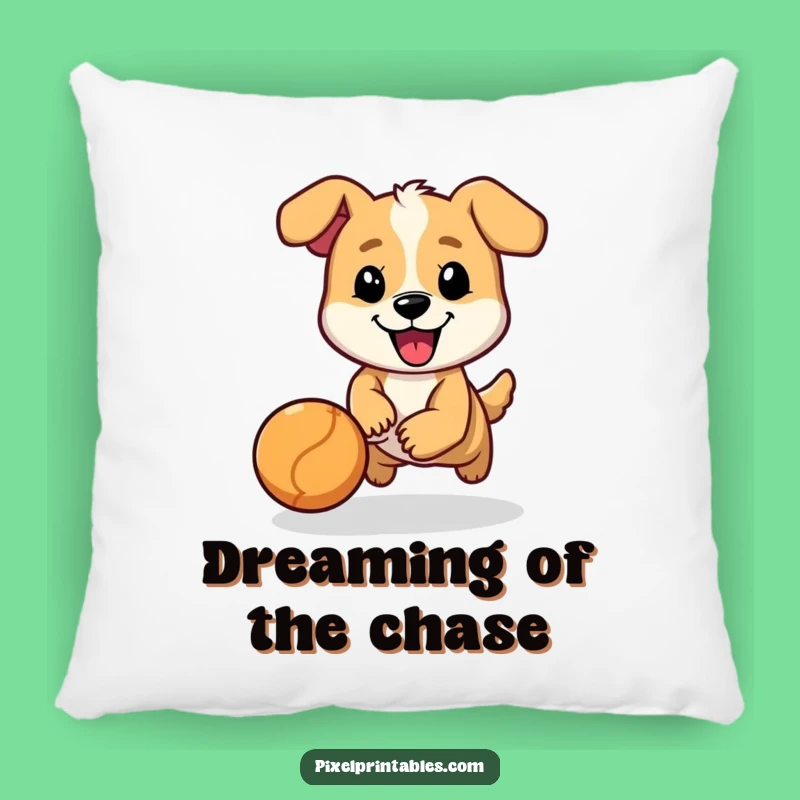 Funny Pixel Dog Ball Chase Pillow - Comfy Character Decor