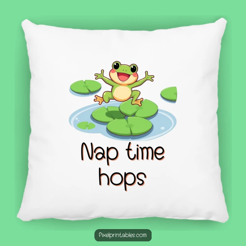 Funny Pixel Frog Pillow: Cute Leaping Character Cushion, Comfy Funny Gift