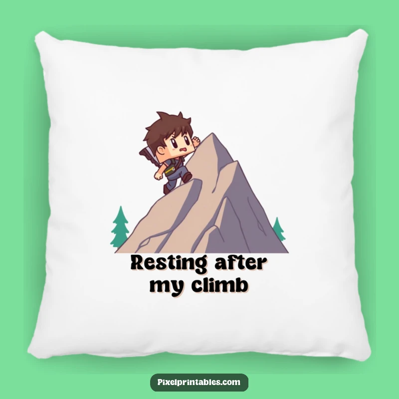 Funny Pixel Mountain Pillow: Cozy Up with this Adventurer's Funny Comfort Gift