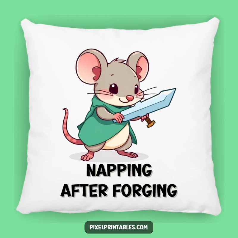 Funny Pixel Mouse Sword Pillow - Cozy Crafter Comfort
