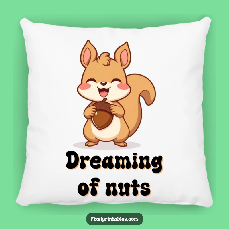 Funny Pixel Squirrel Pillow - Snuggle Up with a Triumphant Acorn Buddy Gift