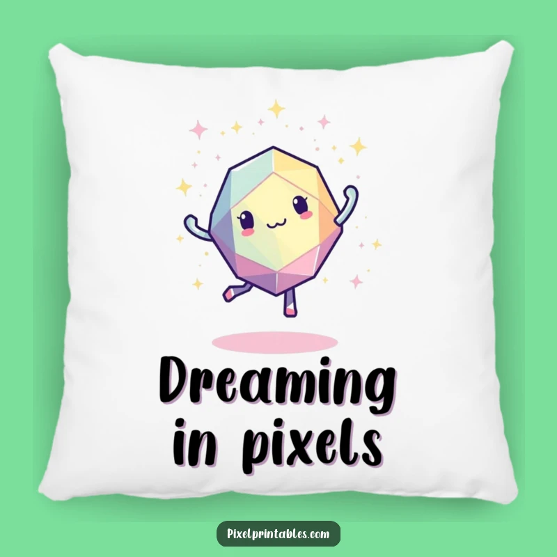 Funny Pixelated Geometric Shape Dancing Pillow - Retro Accent Decor