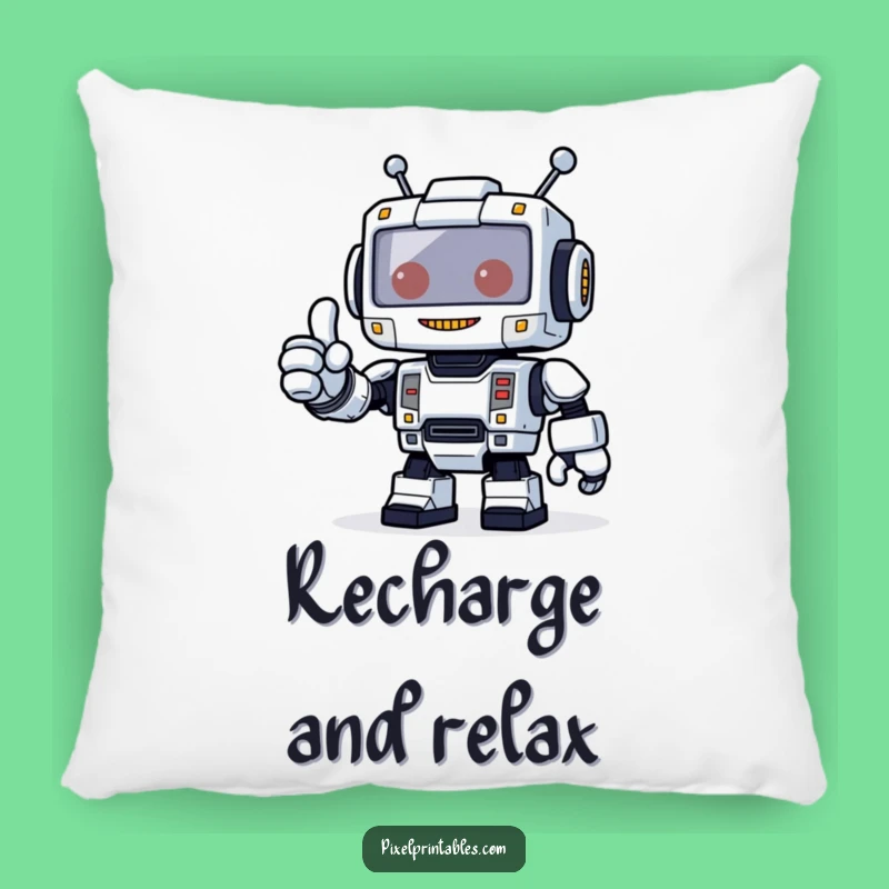 Funny Robot Thumbs Up Pillow - Comfy Pixel Pal Gift!