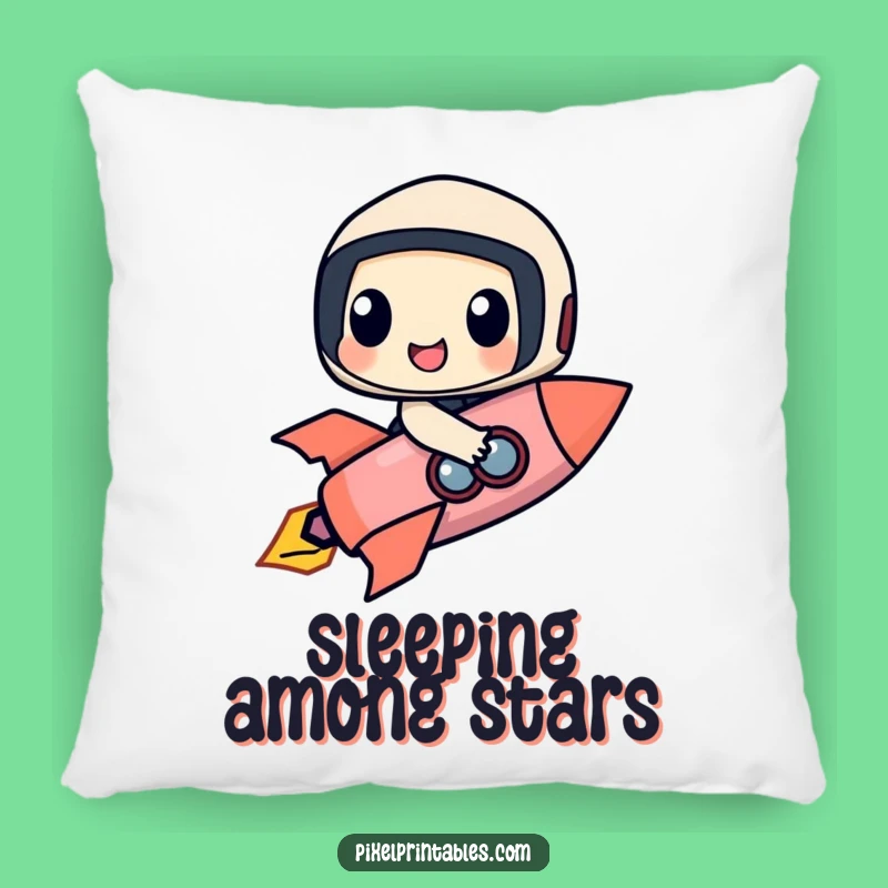 Funny Rocket Rider Pillow: Happy Pixel Character's Cosmic Cushion Gift