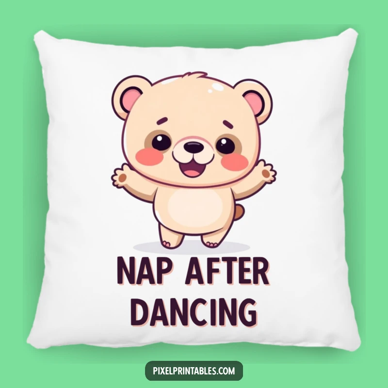 Funny Pixel Bear Pillow: Cozy Dance for a Comfy Funny Gift