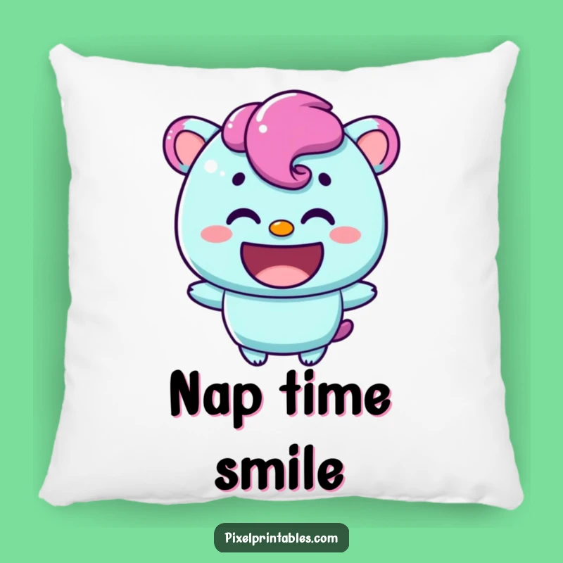 Funny Content Pixel Character Pillow: Cozy Warm Smile Cushion